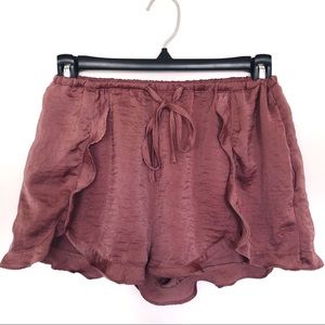 Ecote Mauve Silky Ruffle Shorts